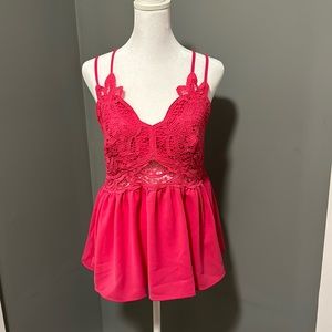 Mainstrip lace cross back top